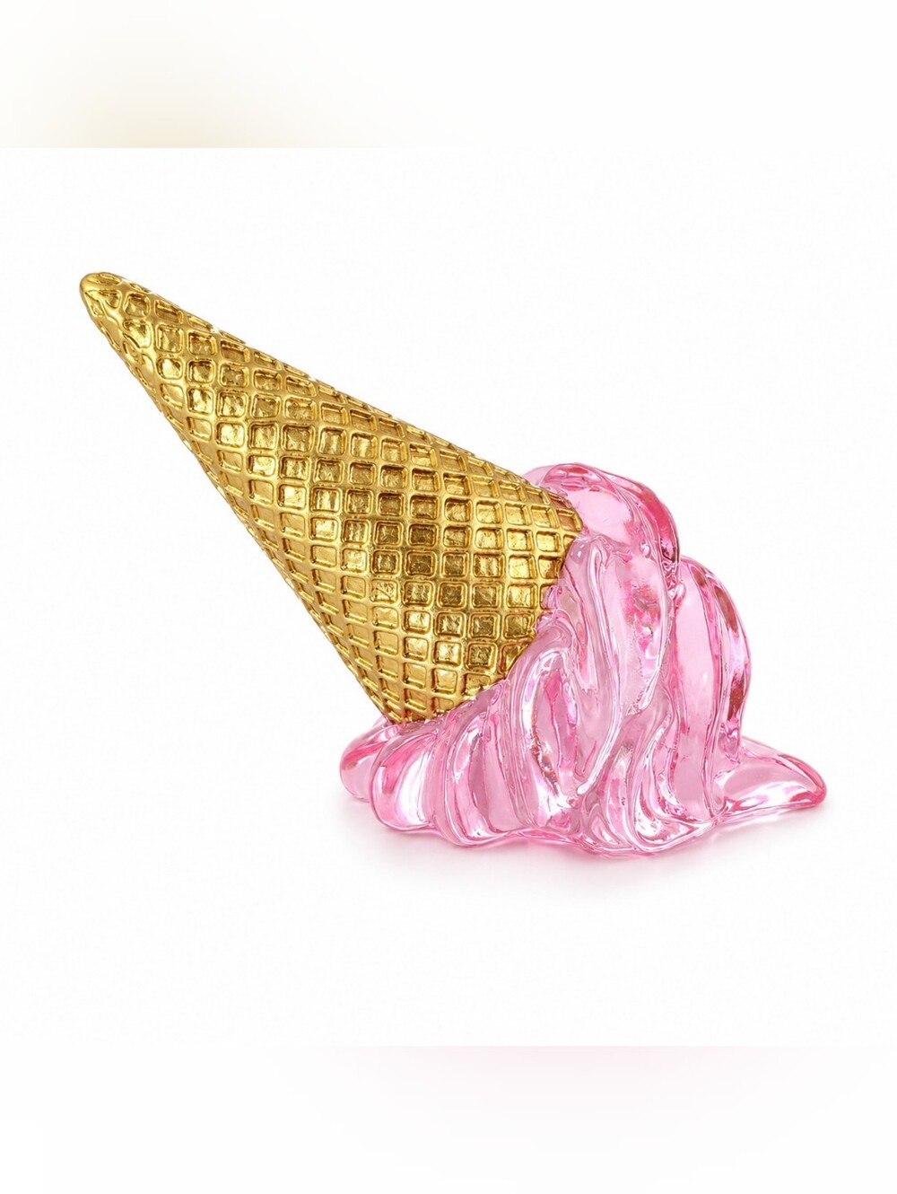 Gold Cone Pink Melted Ice Cream Party Prop